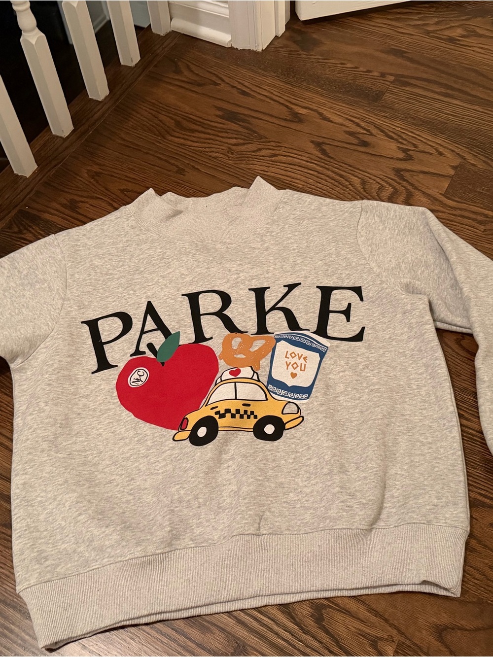 Parker Heather Gray Graphic Sweatshirt with Red Apple